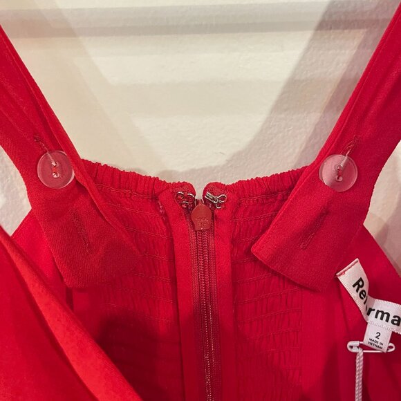 New Reformation Taiga Sweetheart Mini Dress Poinsetta Red 2, XS $218 - Picture 7 of 11